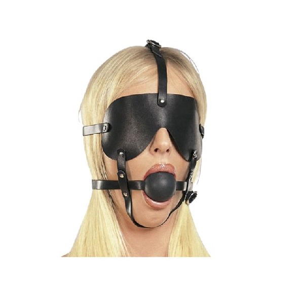 Ball Gag Harness With Blindfold